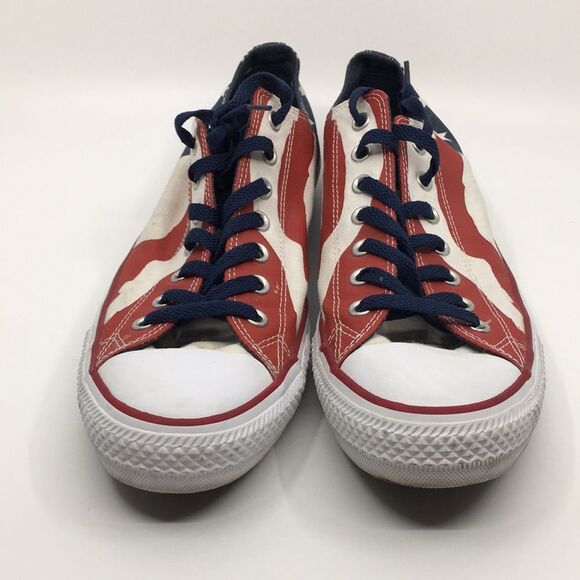 Men’s American Flag Patriotic Red White and Blue Converse Chucks Size 11.5 M - Picture 3 of 16
